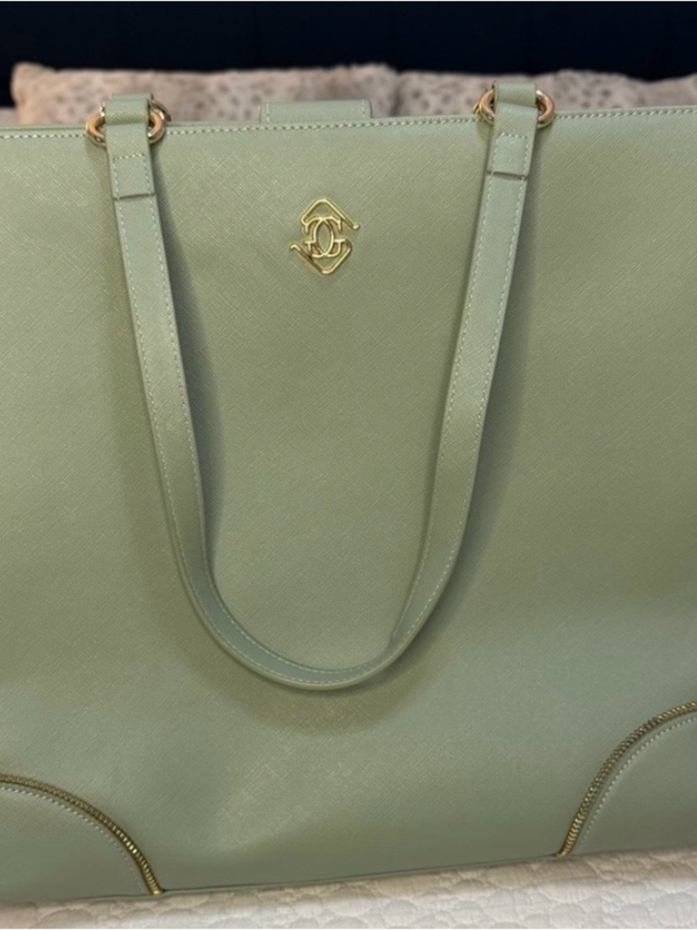 Glass Ladder & Co. Moss Large Michelle Tote with Gold Hardware & crossbody strap